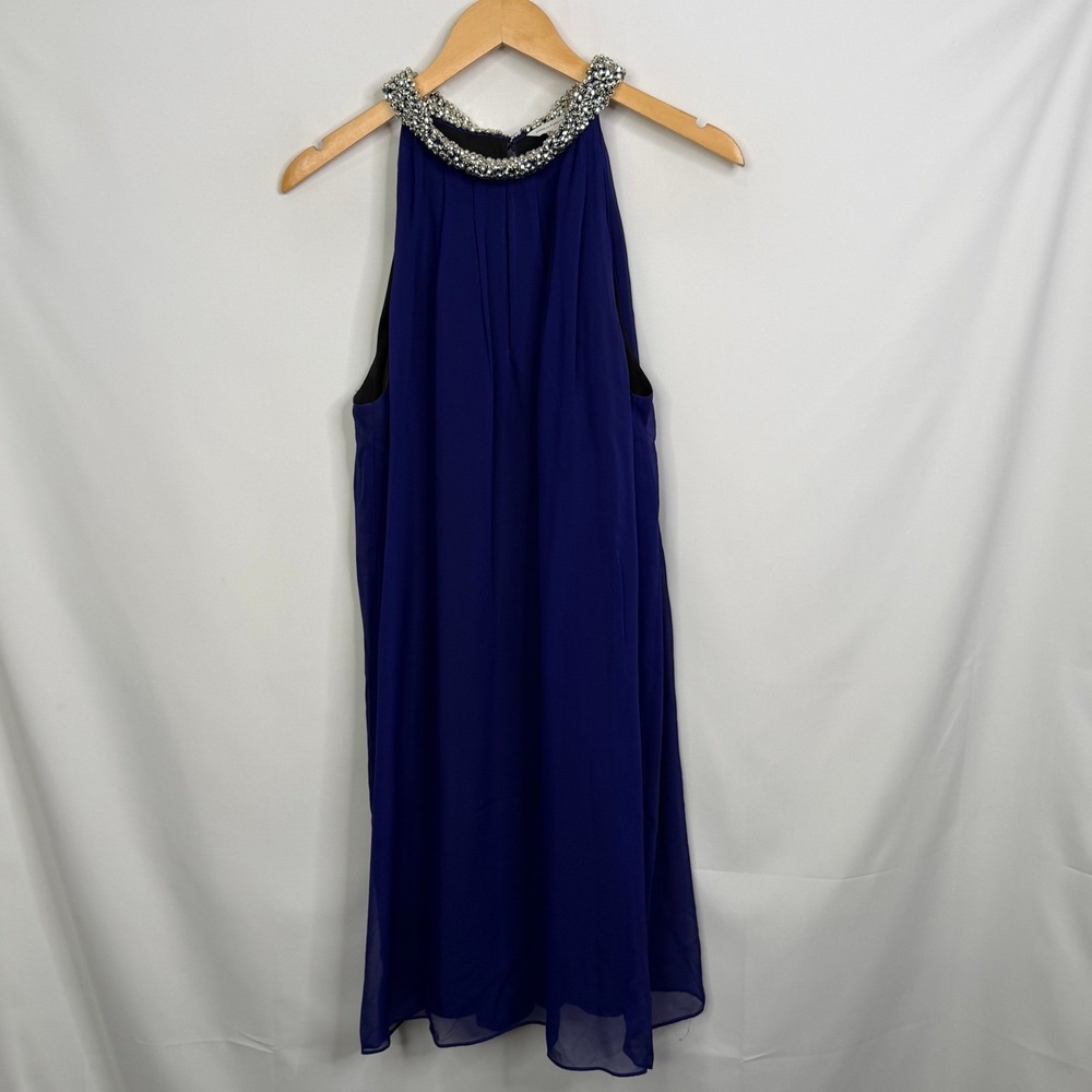 Diane von Furstenberg DVF Lainey Embellished Silk Halter Dress Royal Blue - Picture 4 of 11